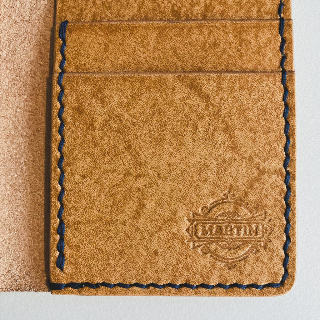 The Martin Wallet - Golden Tan & Dark Blue