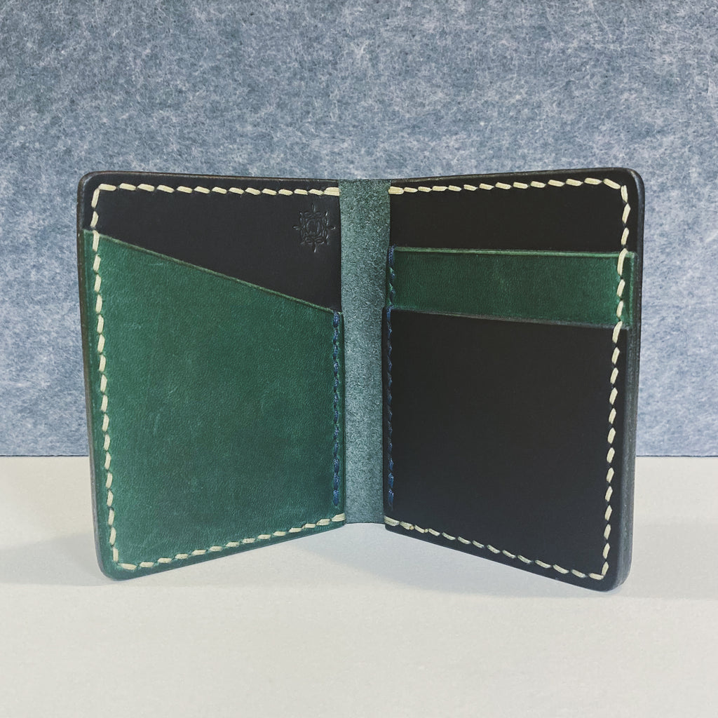 The Martin Wallet - Black & Green Crazy Horse