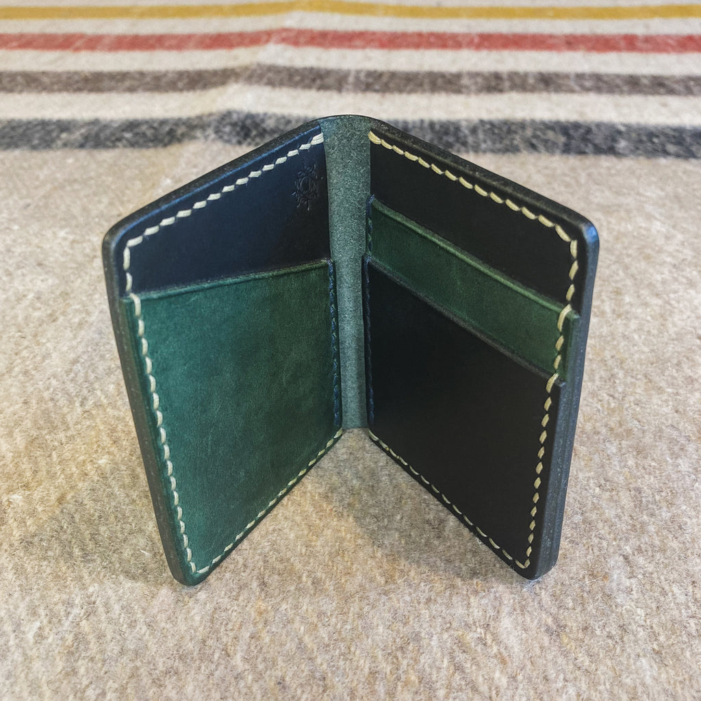 The Martin Wallet - Black & Green Crazy Horse