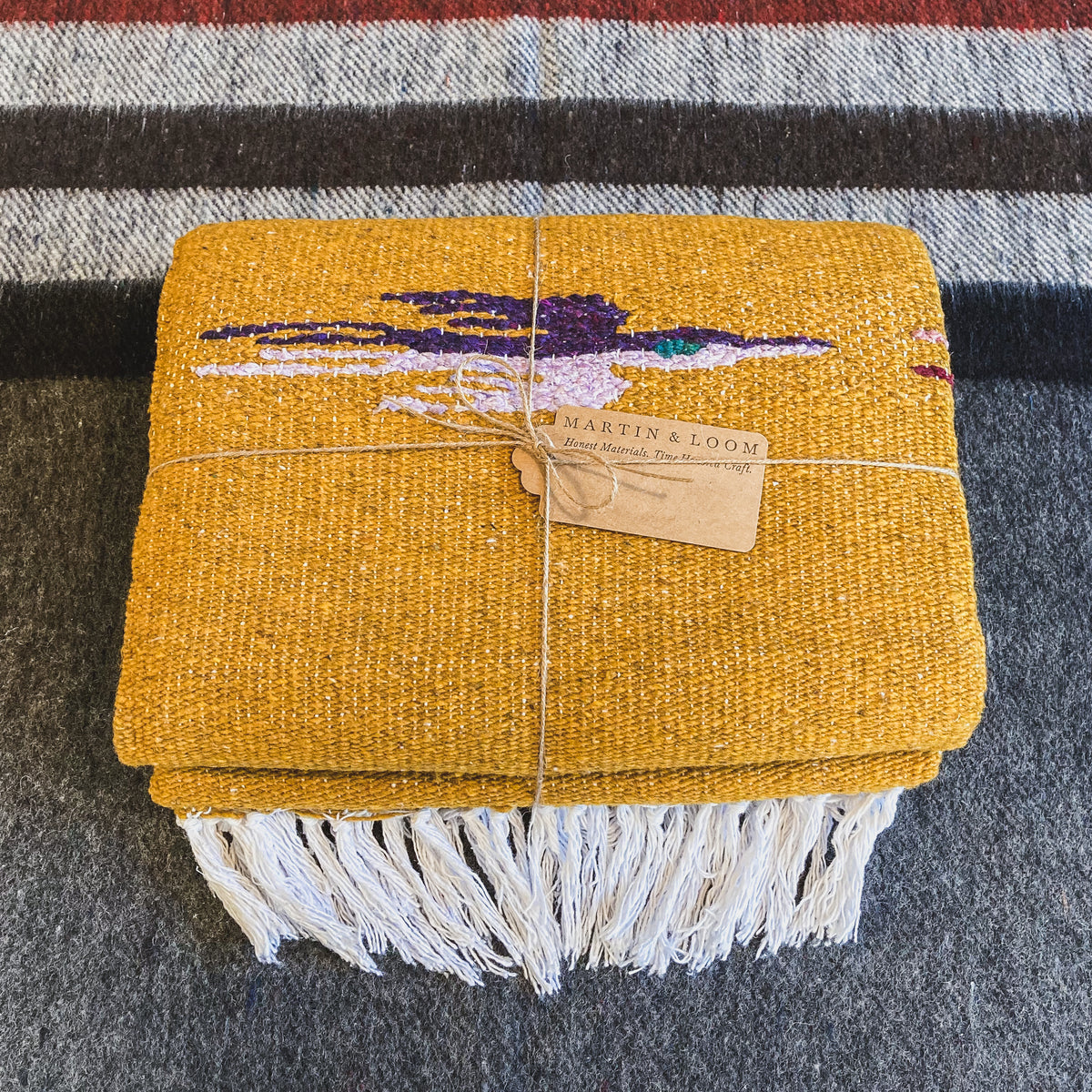 Gold Wool Thunderbird Design Throw - Limited Edition