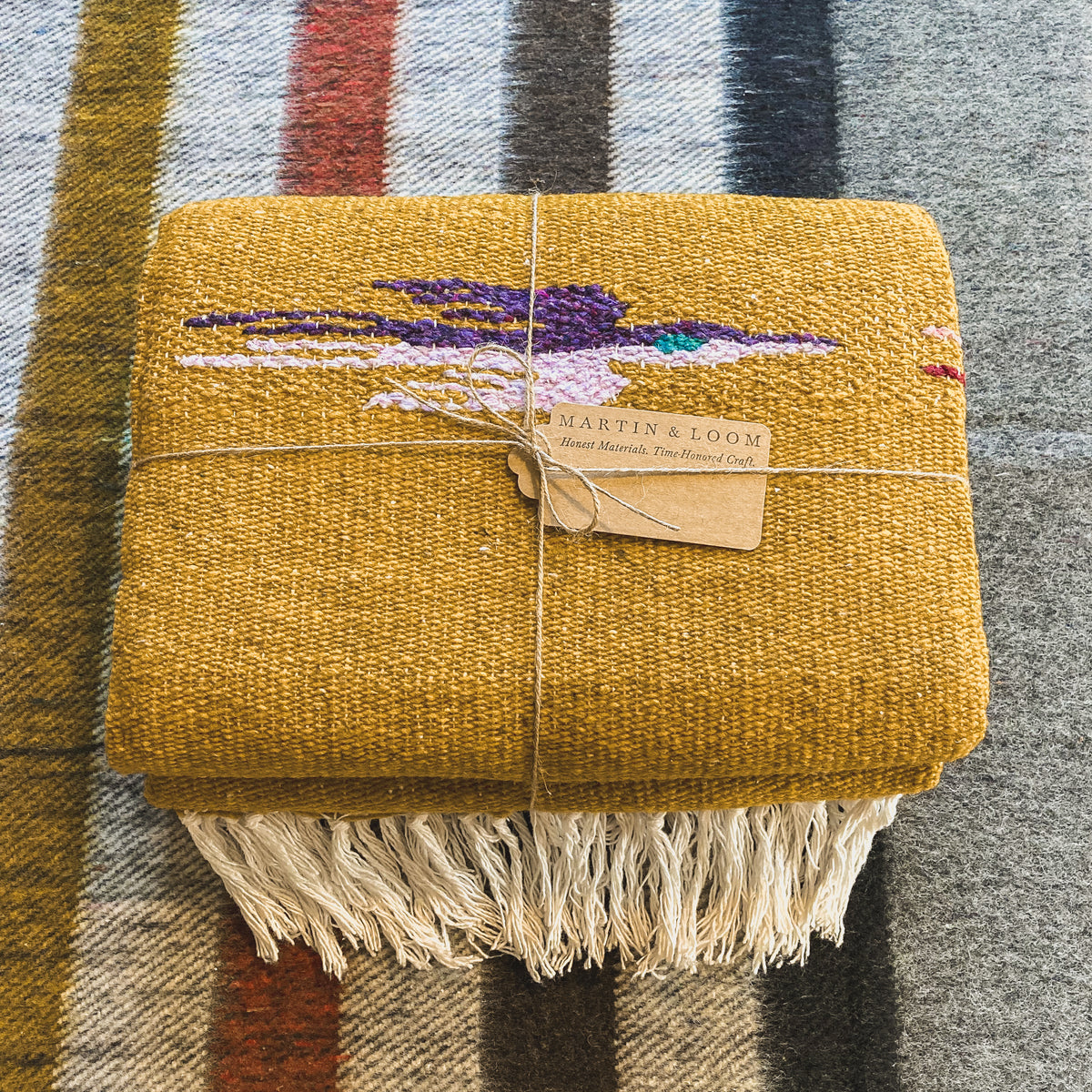 Gold Wool Thunderbird Design Throw - Limited Edition